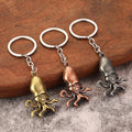 Squid Metal Keychain, Antique Bronze, Silver, Copper Finishes view 1
