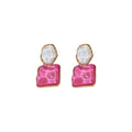 Colorful Square Ripple Drop Stud Earrings With Decorative Details view 5