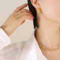 Woven Lattice Mesh C Shape Hoop Earrings Gold Steel view 4