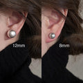 Gray Round Pearl Stud Earrings Decorative Jewelry Design view 3