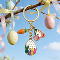 Gold Tone Rabbit Egg and Carrot Easter Keychain and Attached Hardware view 4
