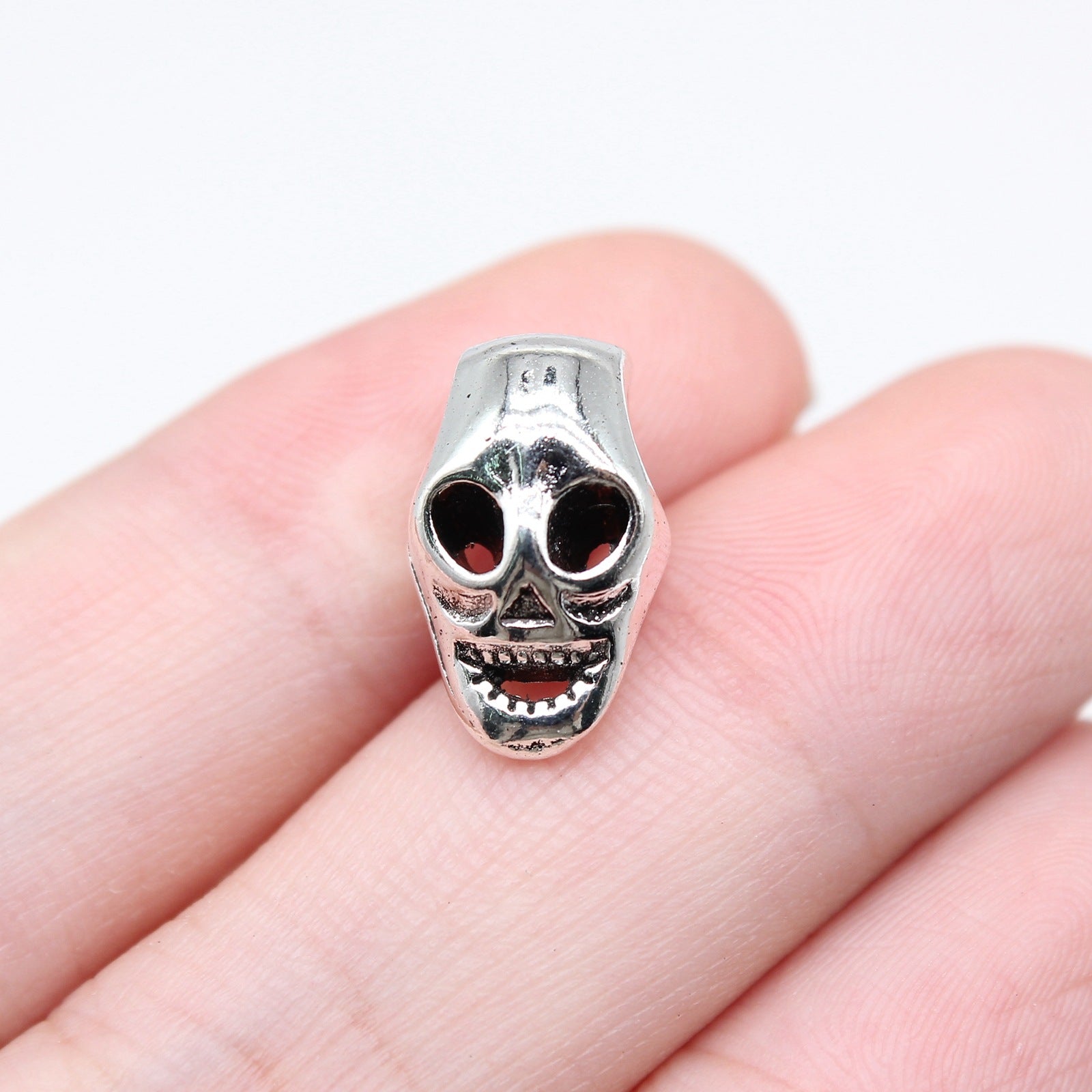15x9mm 1.8g Antique Silver Zinc Alloy Skull Large Hole Spacer Beads for DIY Bracelet Jewelry Making