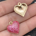 Red Pink Enamel Zinc Alloy Heart Rose Charm Pendant for DIY Bracelet Earrings Keychain