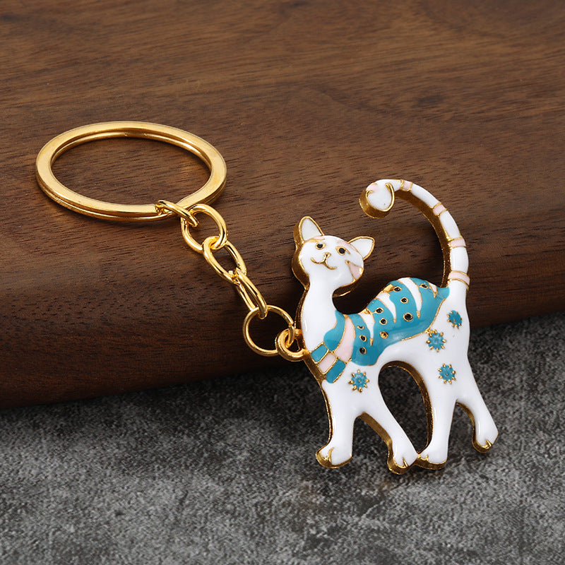 Cute Enamel Cat Metal Keychain for Bags, Keys and Fashion Accessories