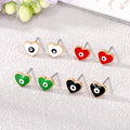Gold Tone Enamel Heart Evil Eye Stud Earrings in Five Colors view 1