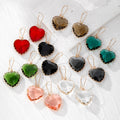 Heart Faceted Glass Dangle Earrings Serrated Bezel 8 Colors view 1