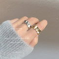 Silver Irregular Wavy Open Band Ring Crumpled Texture view 2
