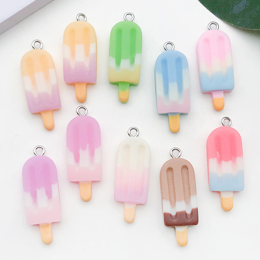 Gradient Resin Ice Cream Popsicle Charm Pendant for DIY Keychain Bag Jewelry Accessories
