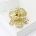 Pavé Crystal Flower Brooch in Gold and Silver Tones view 3