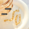 Double Oval Chain Link Drop Earrings Gold and Steel Tones view 2