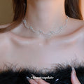 Silver Tone Butterfly and Heart Link Collar Necklace view 3