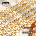 Textured Oval Link Chain Necklace Bracelet Gold Steel Tone Set view 2