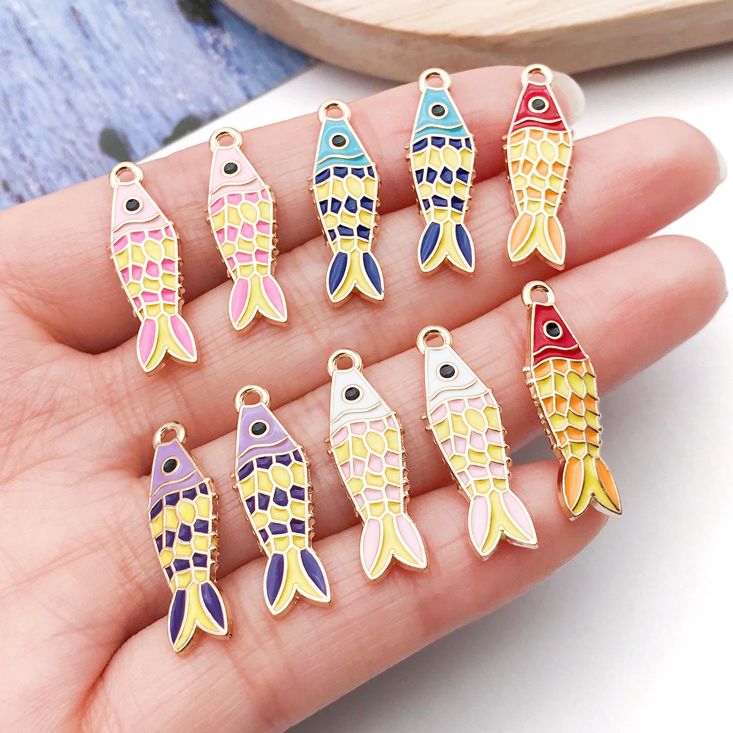 Enamel Zinc Alloy Goldfish Charm Pendant for DIY Bracelet Necklace Jewelry Making — 8×26mm