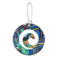 Silver Tone Tropical Bird Print Acrylic Spiral Kidney Wire Earrings view 4