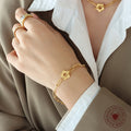 Flower OT Clasp Paperclip Chain Necklace and Bracelet view 3
