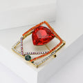 Geometric Square Crystal Brooch Rhinestone Frame Pin view 3