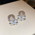 Pastel Butterfly Pearl Back Stud Earrings Statement Jewelry Pair view 8