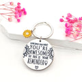 Wooden Sunflower You're Awesome Round Reminder Keychain view 1
