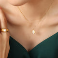 Cat's Eye Oval Pendant Necklaces Gold Silver Large Small Colors view 4