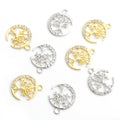 Crystal Crescent Moon and Tree of Life Round Charm view 2
