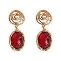 Gold Mosquito Coil Clip Earrings Assorted Wine Red Charms view 5