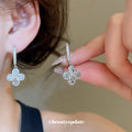 Gray Crystal Flower Charm Huggie Hoop Earrings Statement Jewelry Pair view 3