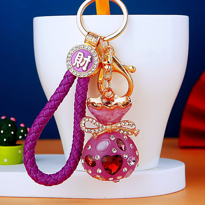 Jelly Heart Fortune Bag Keychains with Plain Fortune and Braided Loop Options