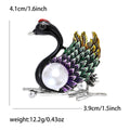 Enamel Swan Pearl Brooch Black or White Feather Branch Pin view 5