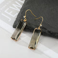 Gold Tone Long Rectangular Faceted Crystal Hook Earrings view 2