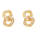 Interlocked Double Oval Baguette CZ Stud Earrings Two Tones view 5