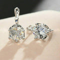 Round Clear Cubic Zirconia Lever Back Earrings Silver Tone 8mm view 3
