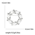 Pearl Wreath Brooch with Crystal Leaf Details Decorative Metal Pin view 6