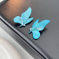 Large Blue Butterfly Wing Dramatic Statement Stud Earrings view 4