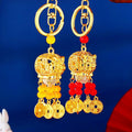 Illuminated Coin Lantern Keychains With Red or Yellow Bead Tassels view 1