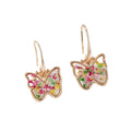 Gold Tone Clear Resin Pressed Flower Butterfly and Heart Earrings view 5