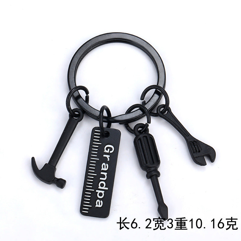 Dad Tool Metal Keychain with Hammer Screwdriver Wrench Gift Charm