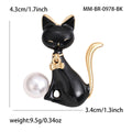 Cat and Pearl Brooch with Polished Metal and Decorative Accents view 4