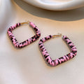 Leather Wrapped Diamond Hoop Earrings in Three Animal Prints view 6