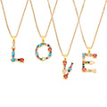 Multicolor Zircon Letter Pendant Necklace On Gold Tone Chain view 5
