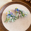 Crystal Flower Tassel Earrings In Pink Blue And Green view 8