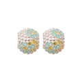 Silver Bead Flower Crystal Dome Rings And Stud Earrings view 5