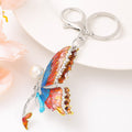 Enamel Butterfly Keychain Pearl Rhinestone Gold Or Silver view 3