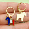 Patriotic Enamel Charm Huggie Hoop Earrings, 28 Styles view 8