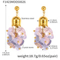 Crystal Chip Cluster Drop Earrings Gold Bell Cap Stainless view 6
