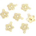 Rhinestone Five Petal Blossom Charms in Gold and Silver Tones view 3