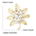 Matte Gold Leaf Cluster Brooch With Round White Pearls view 6