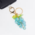 Glitter Resin Grape Keychain Gold Ring Leaf Four Colors view 3