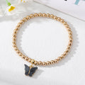 Gold Tone Beaded Colorful Butterfly Charm Stretch Bracelets view 4