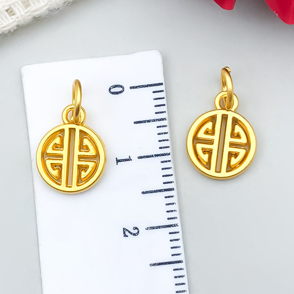 Gold Tone Zinc Alloy Fu Blessing Plaque Charm Pendant for DIY Bracelet Jewelry Making