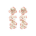 Black White And Red White Floral Drop Stud Earrings view 5